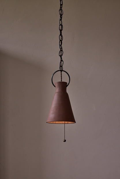 Small Ceramic Funnel Pendant in Mud