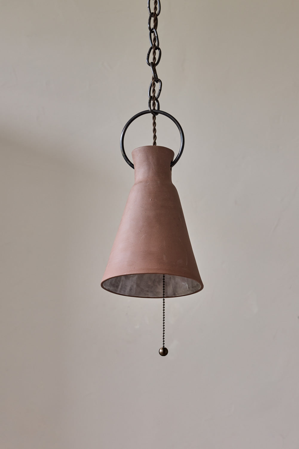 Small Ceramic Funnel Pendant in Mud