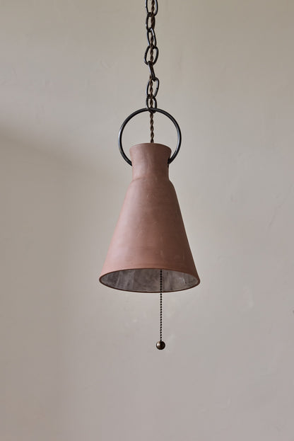 Small Ceramic Funnel Pendant in Mud