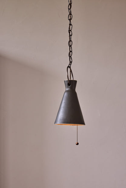 Small Ceramic Funnel Pendant in Pepper