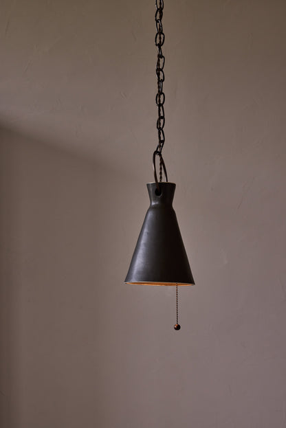 Small Ceramic Funnel Pendant in Pepper