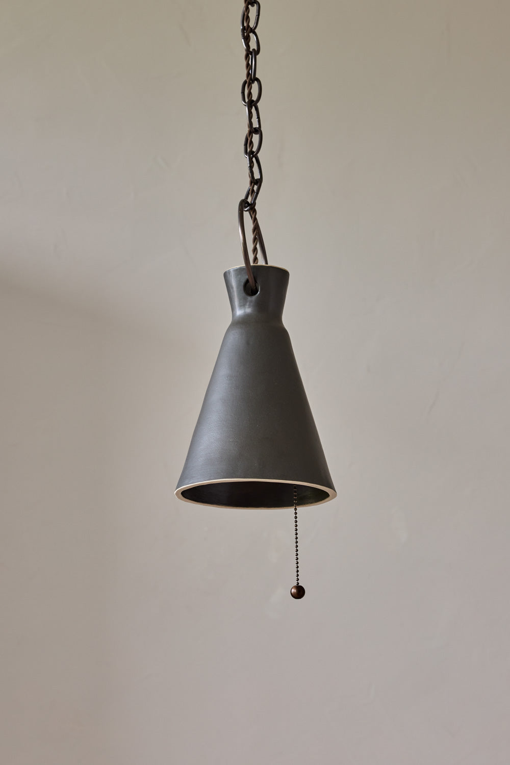 Small Ceramic Funnel Pendant in Pepper
