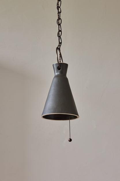 Small Ceramic Funnel Pendant in Pepper