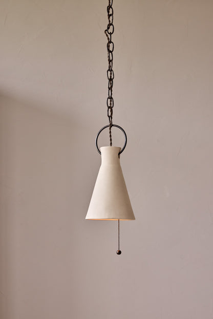Small Ceramic Funnel Pendant in Sand
