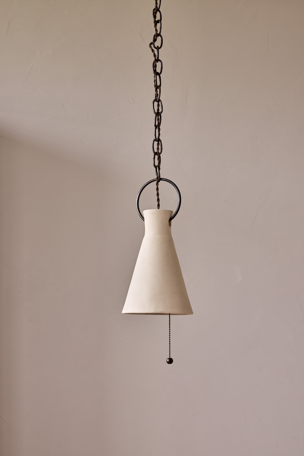 Small Ceramic Funnel Pendant in Sand
