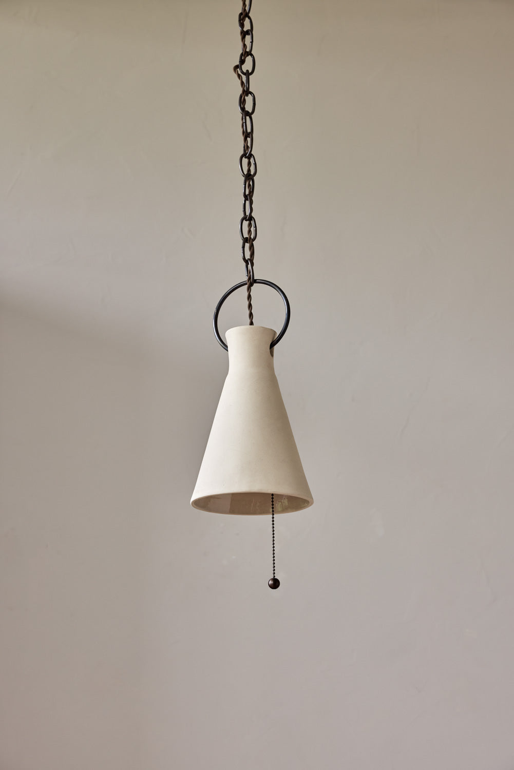Small Ceramic Funnel Pendant in Sand