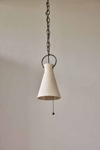 Small Ceramic Funnel Pendant in Sand