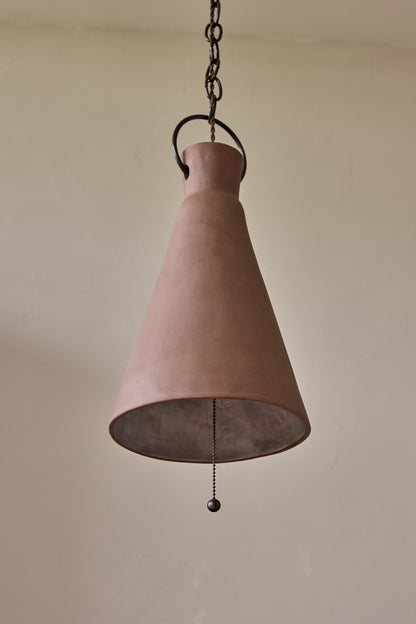 Tall Cone Ceramic Funnel Pendant in Mud