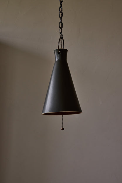 Tall Cone Ceramic Funnel Pendant in Pepper