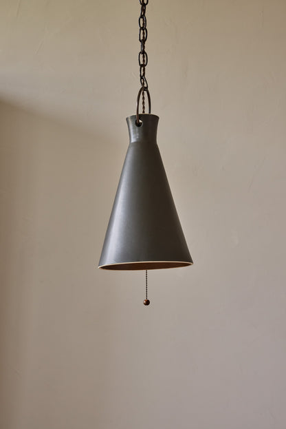 Tall Cone Ceramic Funnel Pendant in Pepper