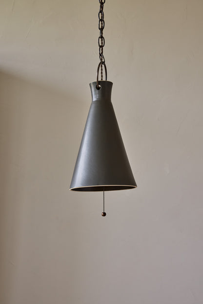 Tall Cone Ceramic Funnel Pendant in Pepper