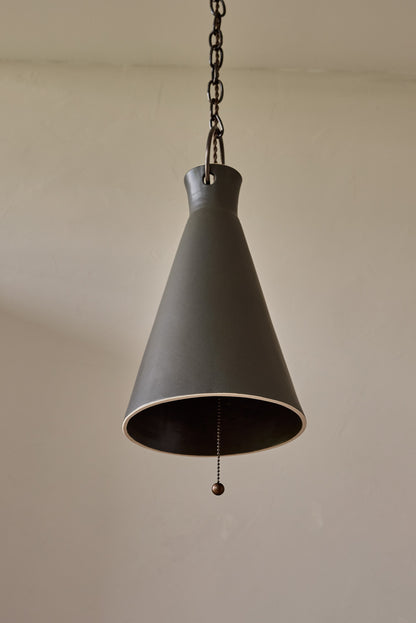 Tall Cone Ceramic Funnel Pendant in Pepper