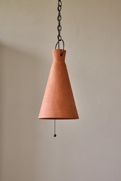 Tall Cone Ceramic Funnel Pendant in Terracotta