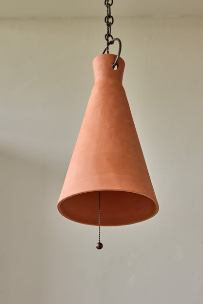 Tall Cone Ceramic Funnel Pendant in Terracotta