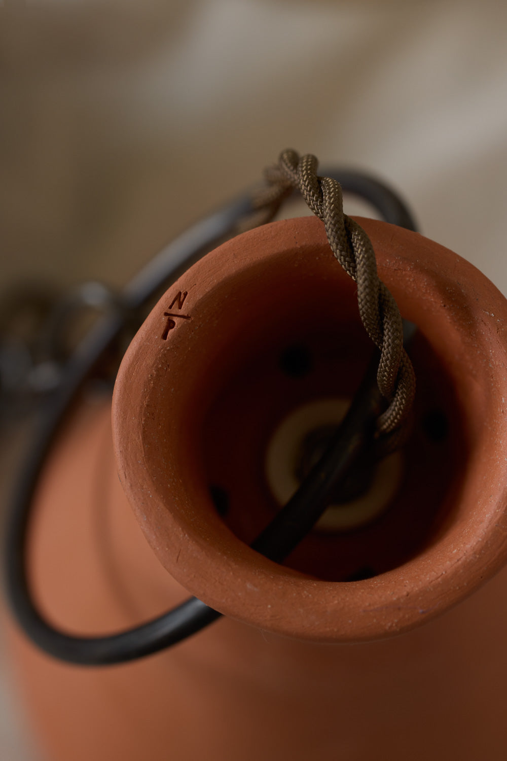 Medium Ceramic Funnel Pendant in Terracotta