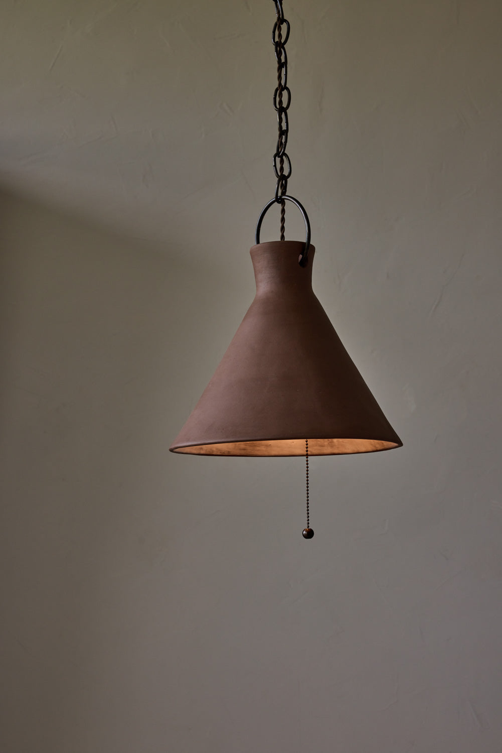X-Large Ceramic Funnel Pendant in Mud