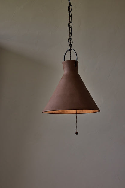 X-Large Ceramic Funnel Pendant in Mud