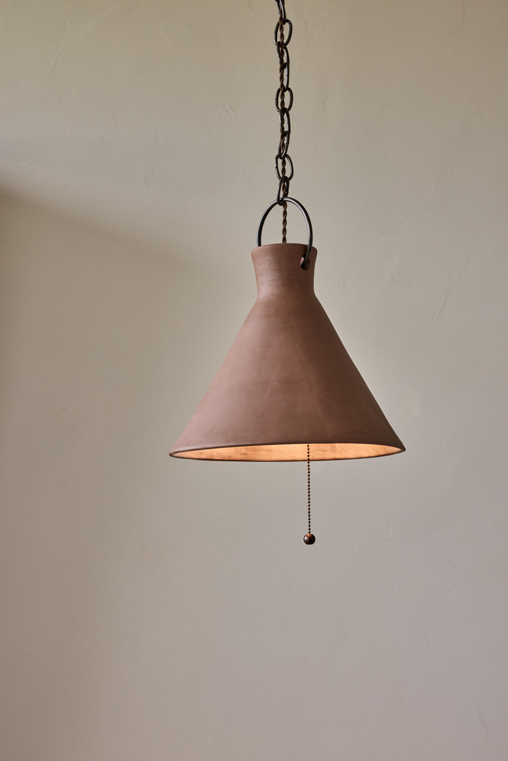 X-Large Ceramic Funnel Pendant in Mud