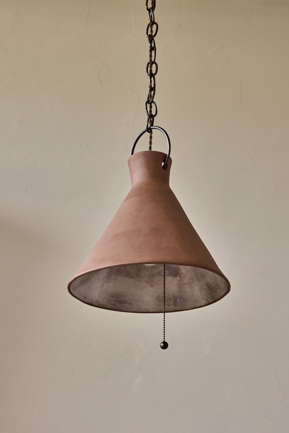 X-Large Ceramic Funnel Pendant in Mud