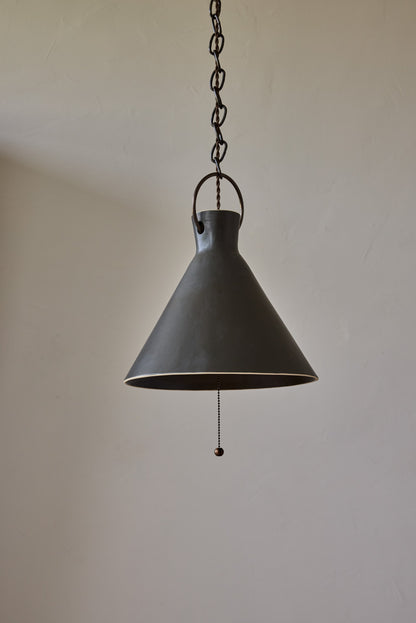 X-Large Ceramic Funnel Pendant in Pepper