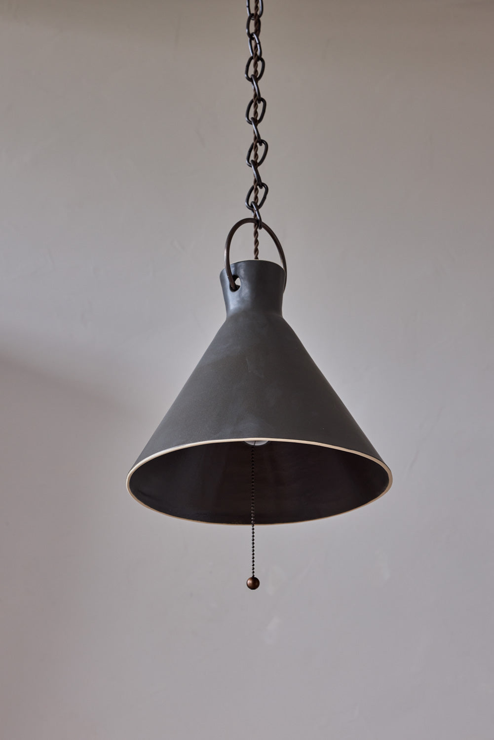 X-Large Ceramic Funnel Pendant in Pepper