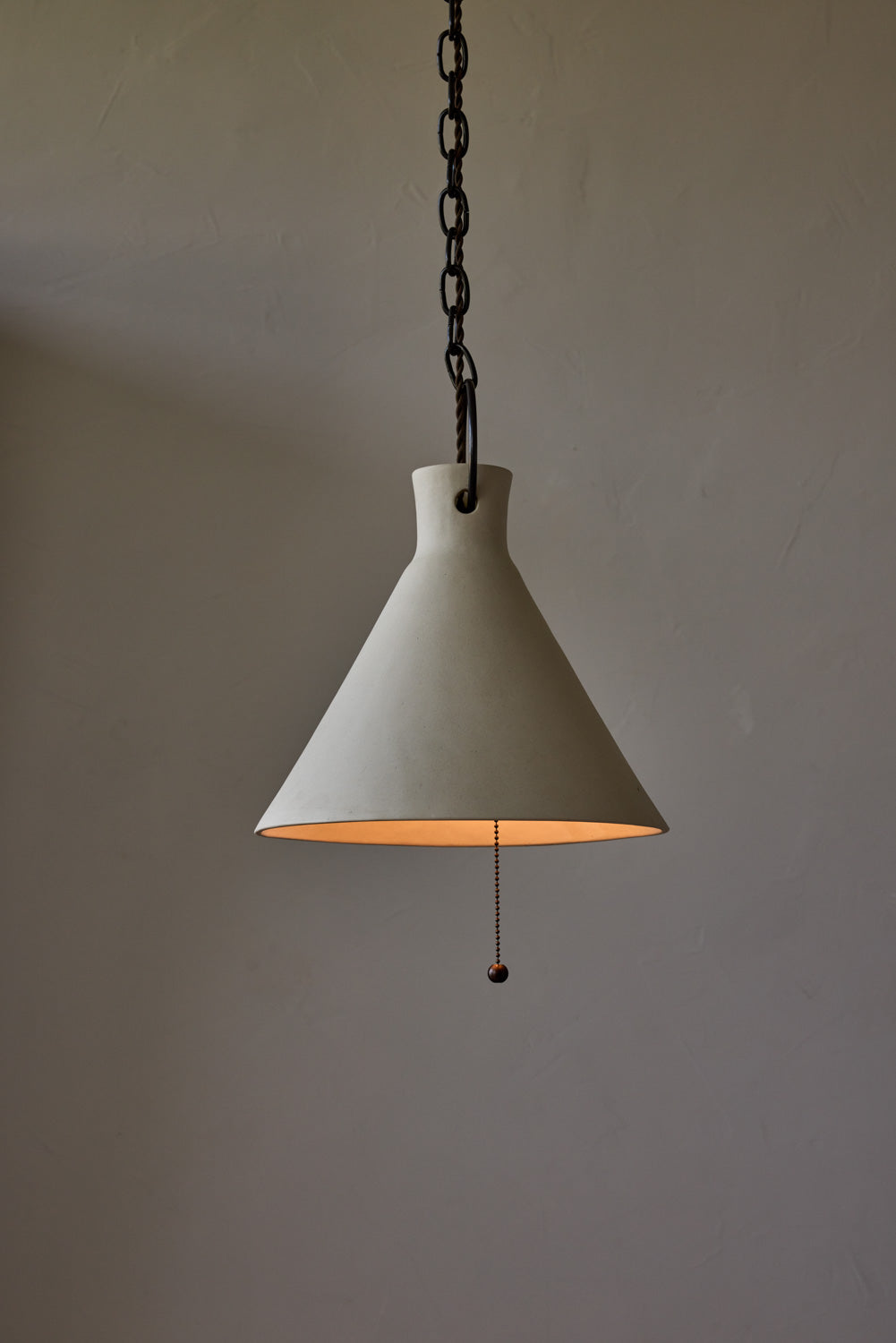 X-Large Ceramic Funnel Pendant in Sand