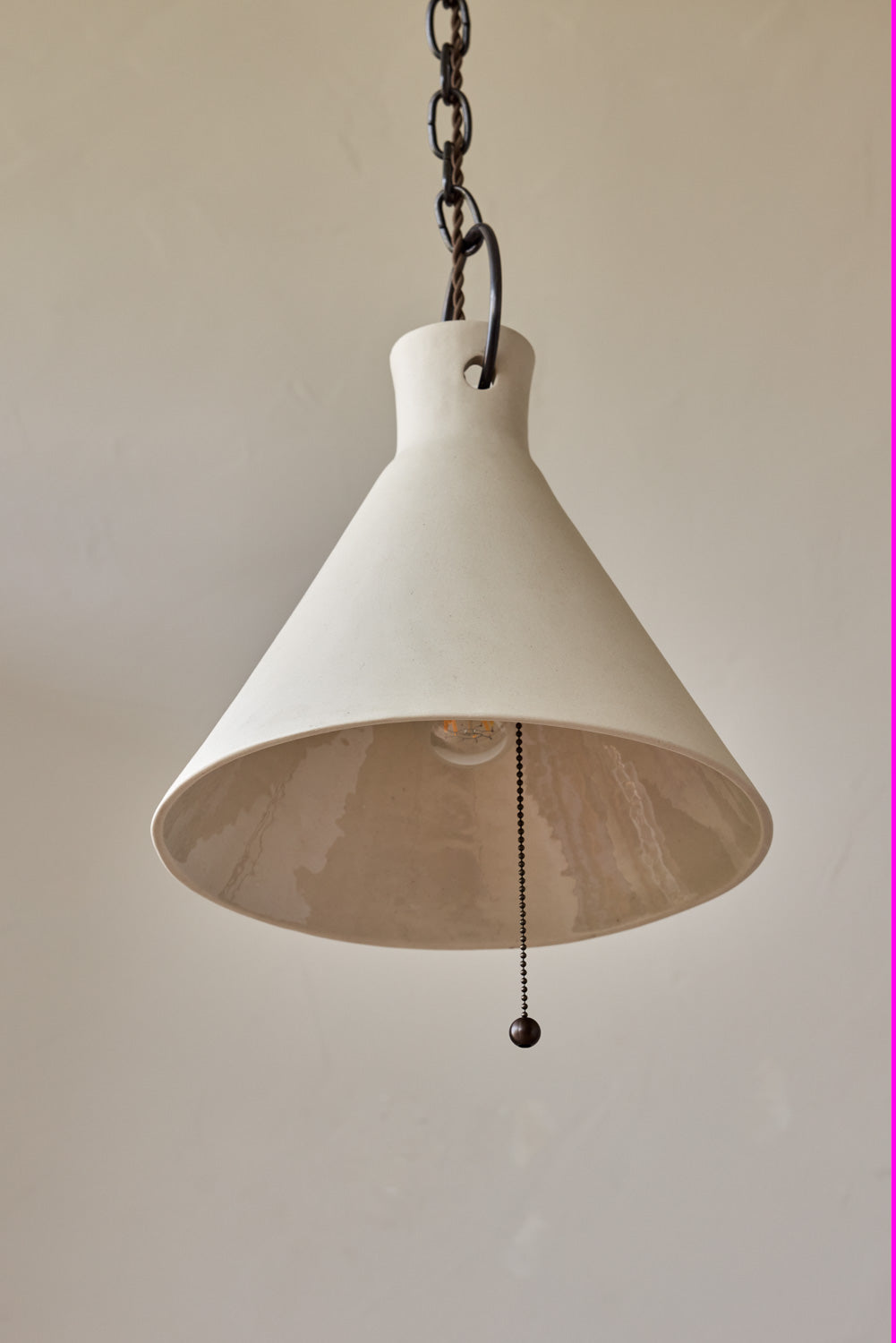 X-Large Ceramic Funnel Pendant in Sand