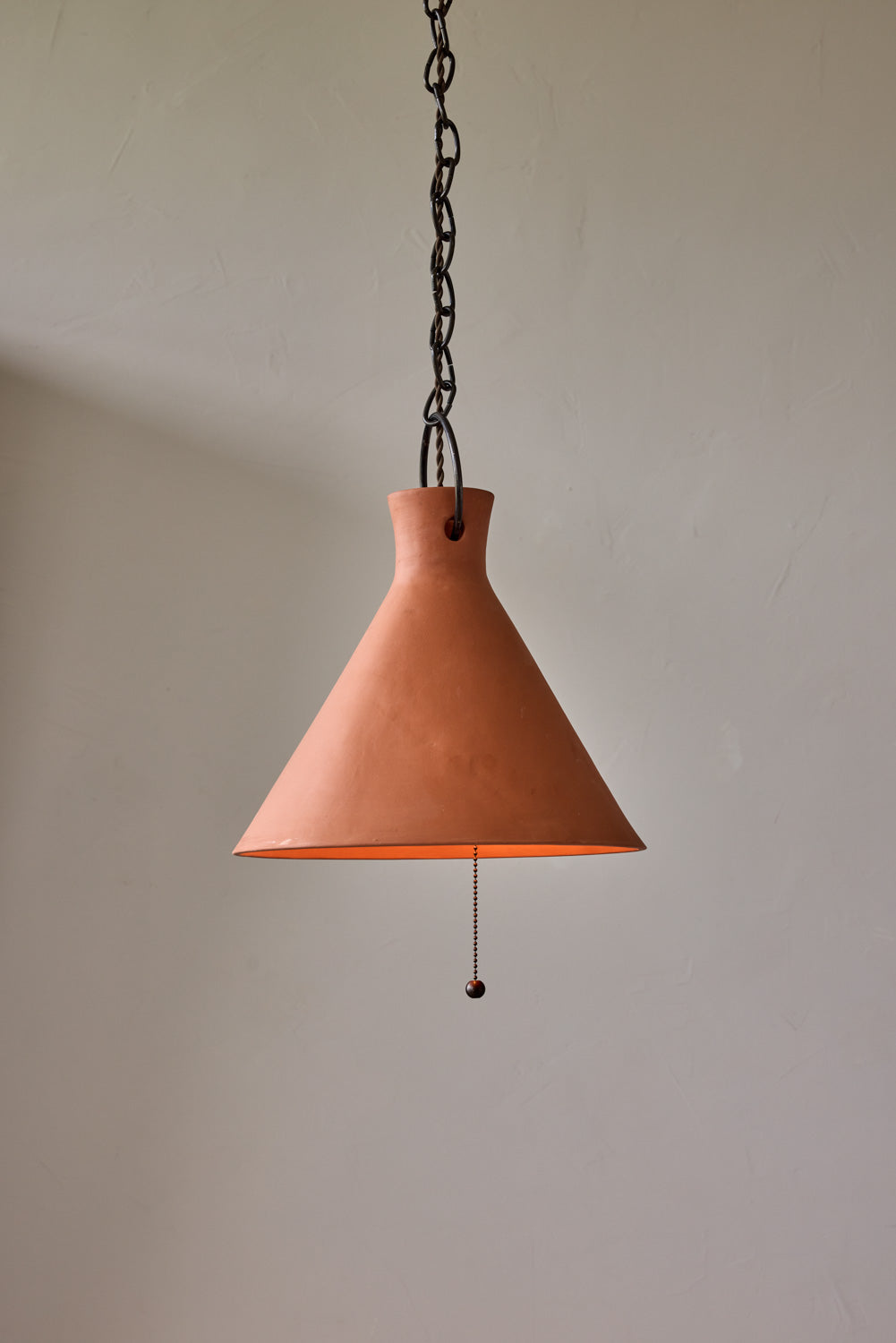 X-Large Ceramic Funnel Pendant in Terracotta