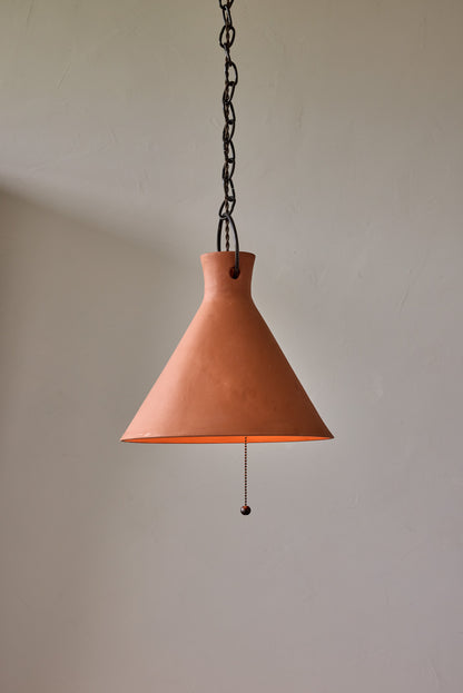 X-Large Ceramic Funnel Pendant in Terracotta