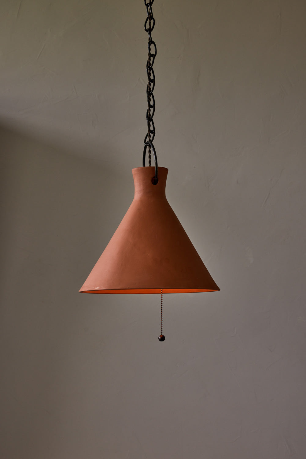 X-Large Ceramic Funnel Pendant in Terracotta