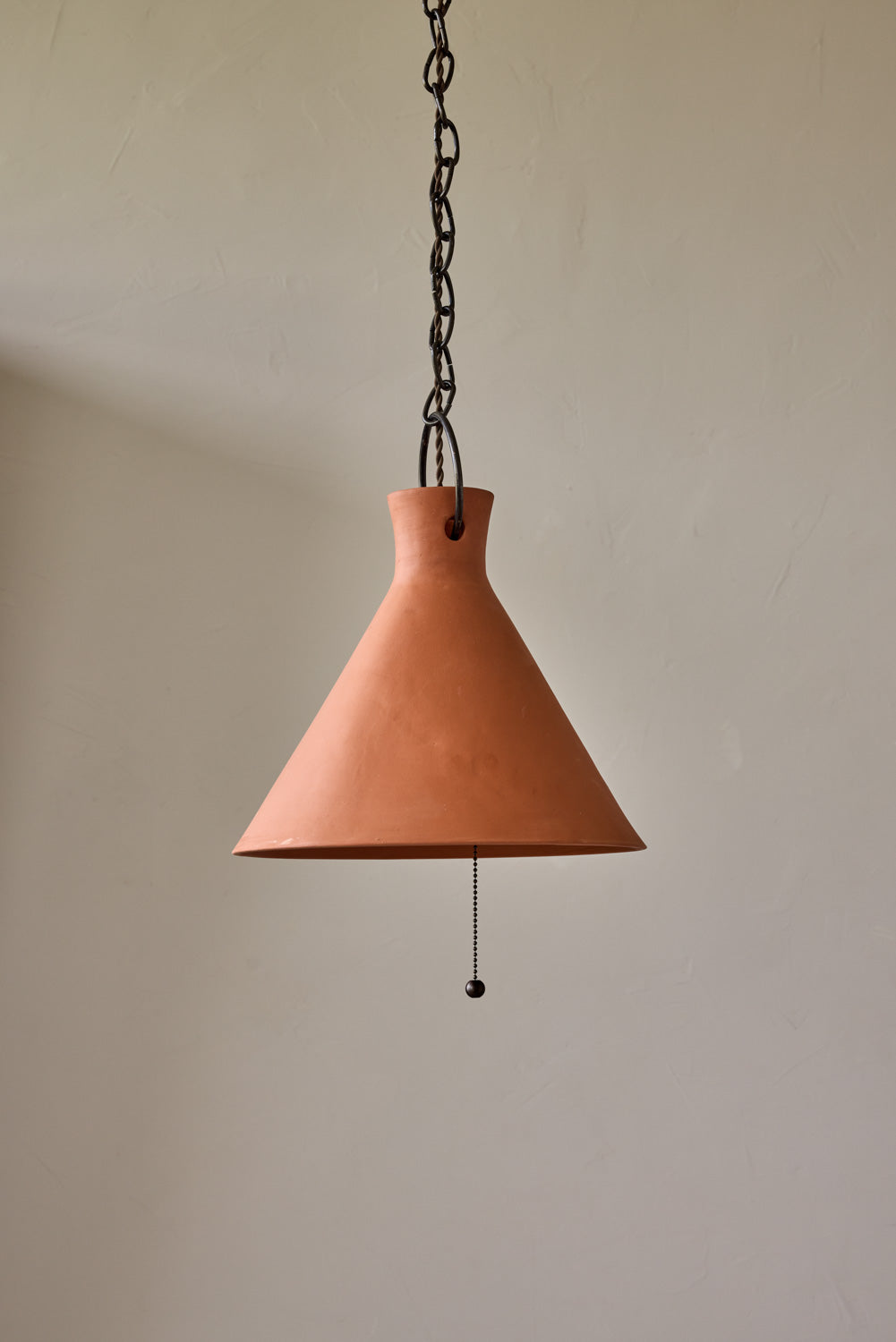 X-Large Ceramic Funnel Pendant in Terracotta
