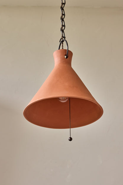X-Large Ceramic Funnel Pendant in Terracotta